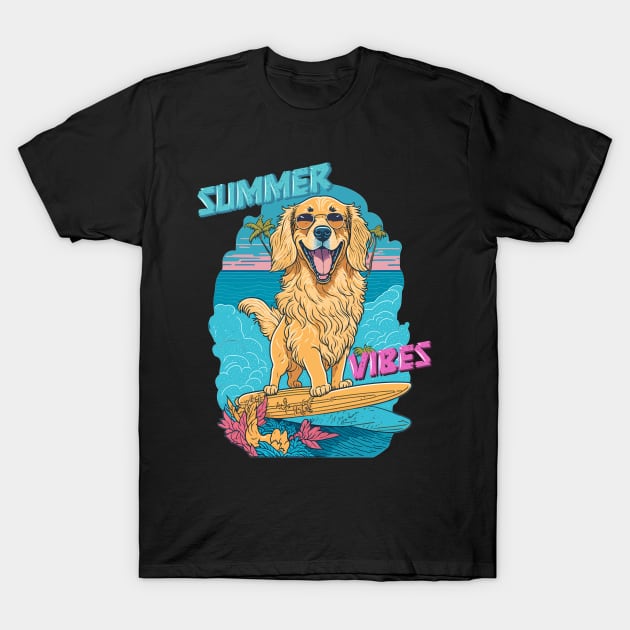 Summer Vibes - Golden Retriever T-Shirt by Darkside Labs